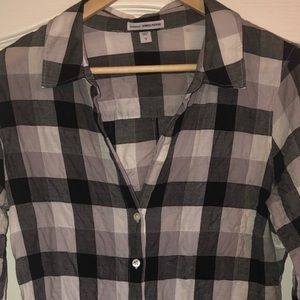 James Perse Stone Plaid Top